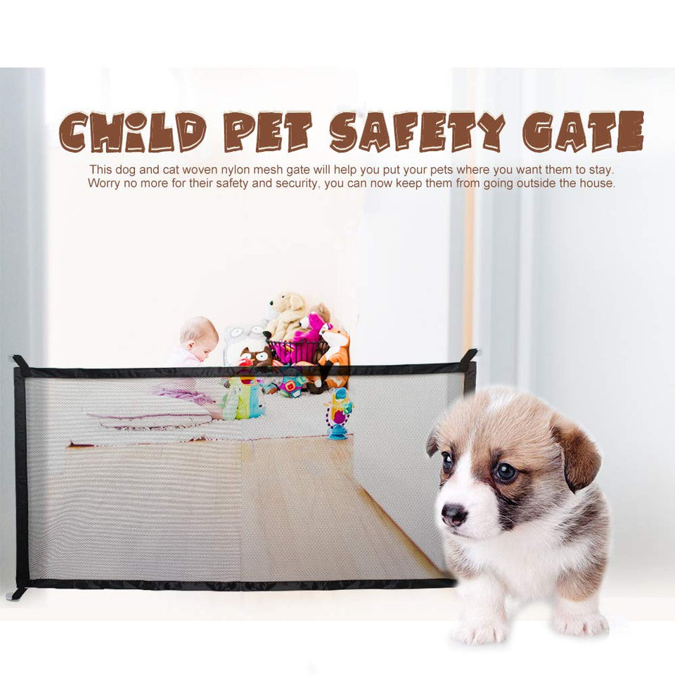 Magic Gate for Dogs, Dog gate, Pet Safety Gate, Portable Folding Mesh Magic Gate, Safe