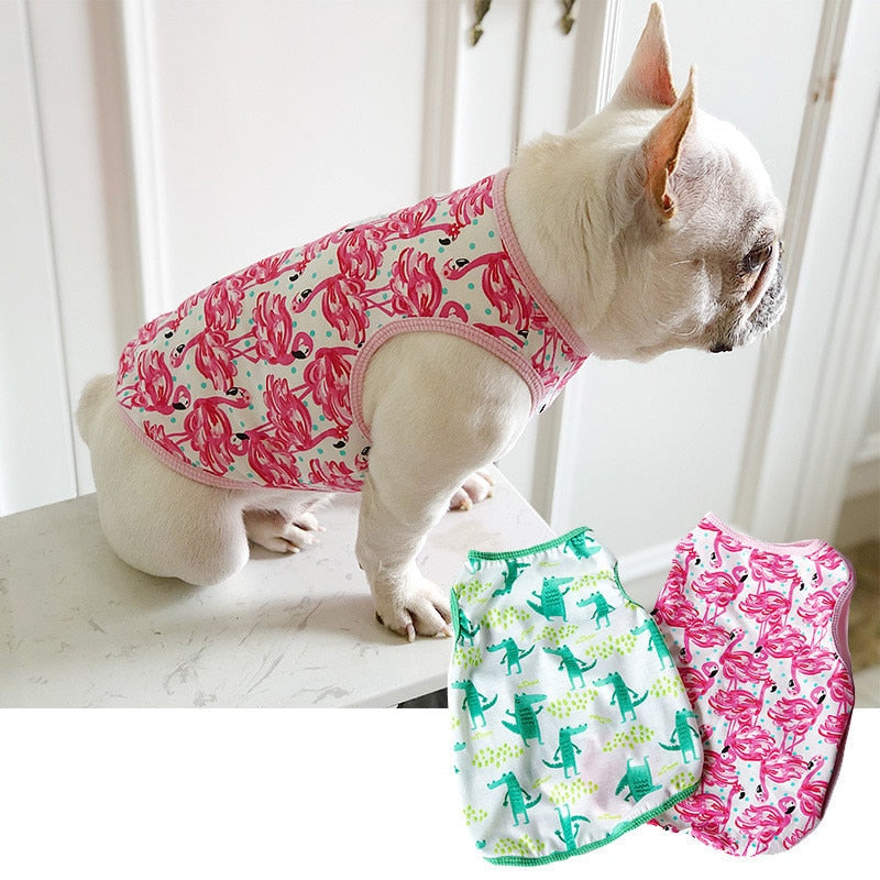 Summer New Pet Dog Clothes Puppy Tshirt Vest for Small Dogs Cartoon Animal Clothes Shirts French Bulldog Ropa Pare Perro