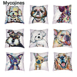Hot Sale Golden Retriever White Cushion Covers Black French Bulldog Childlike Home Decor Polyester Peach Skin Throw Pillow Cases