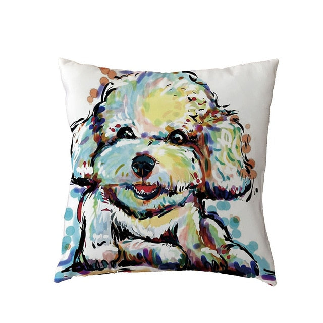 Hot Sale Golden Retriever White Cushion Covers Black French Bulldog Childlike Home Decor Polyester Peach Skin Throw Pillow Cases