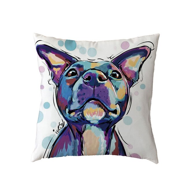 Hot Sale Golden Retriever White Cushion Covers Black French Bulldog Childlike Home Decor Polyester Peach Skin Throw Pillow Cases