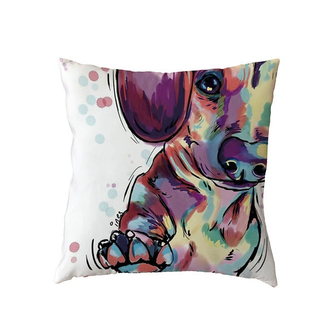 Hot Sale Golden Retriever White Cushion Covers Black French Bulldog Childlike Home Decor Polyester Peach Skin Throw Pillow Cases