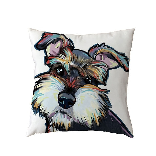 Hot Sale Golden Retriever White Cushion Covers Black French Bulldog Childlike Home Decor Polyester Peach Skin Throw Pillow Cases
