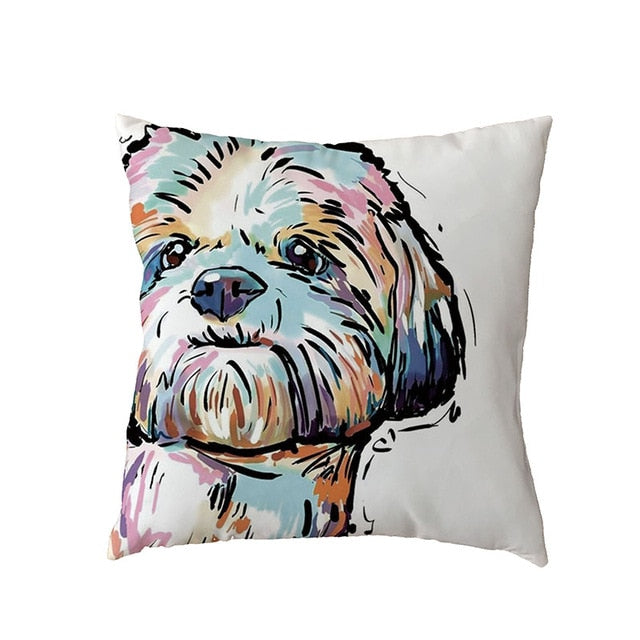 Hot Sale Golden Retriever White Cushion Covers Black French Bulldog Childlike Home Decor Polyester Peach Skin Throw Pillow Cases