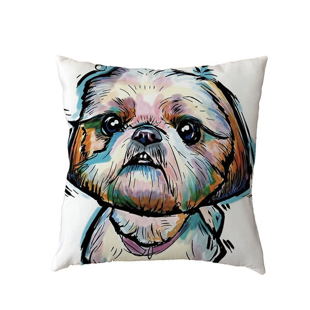 Hot Sale Golden Retriever White Cushion Covers Black French Bulldog Childlike Home Decor Polyester Peach Skin Throw Pillow Cases