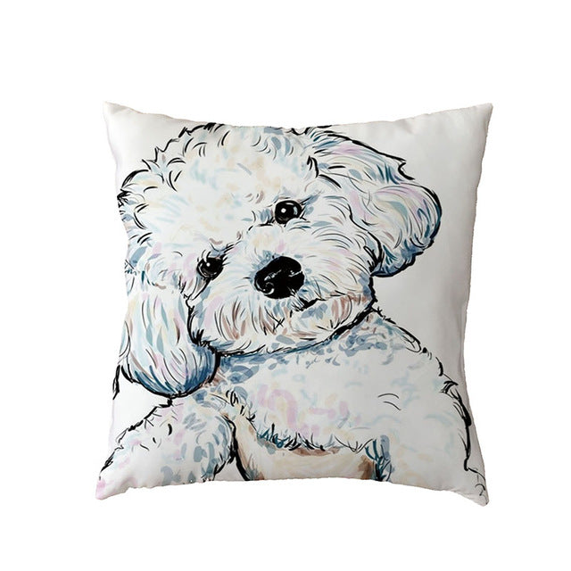 Hot Sale Golden Retriever White Cushion Covers Black French Bulldog Childlike Home Decor Polyester Peach Skin Throw Pillow Cases