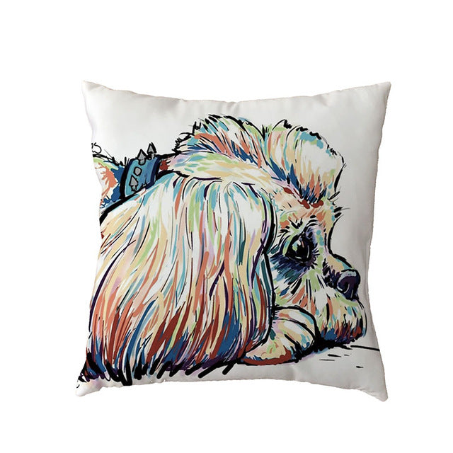 Hot Sale Golden Retriever White Cushion Covers Black French Bulldog Childlike Home Decor Polyester Peach Skin Throw Pillow Cases
