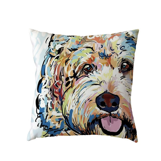 Hot Sale Golden Retriever White Cushion Covers Black French Bulldog Childlike Home Decor Polyester Peach Skin Throw Pillow Cases