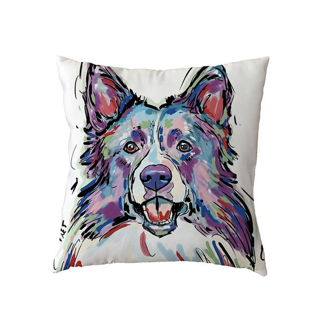 Hot Sale Golden Retriever White Cushion Covers Black French Bulldog Childlike Home Decor Polyester Peach Skin Throw Pillow Cases